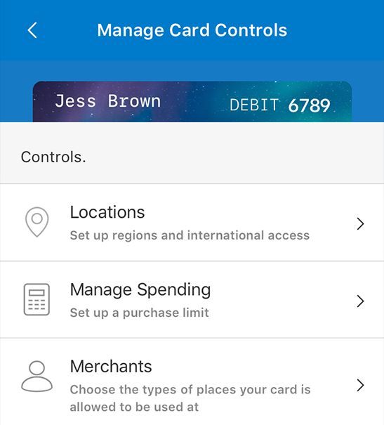 Manage Card Controls